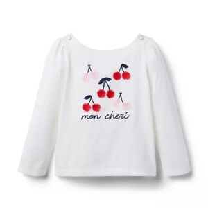 Janie and Jack White Cherry Long Sleeve Tee